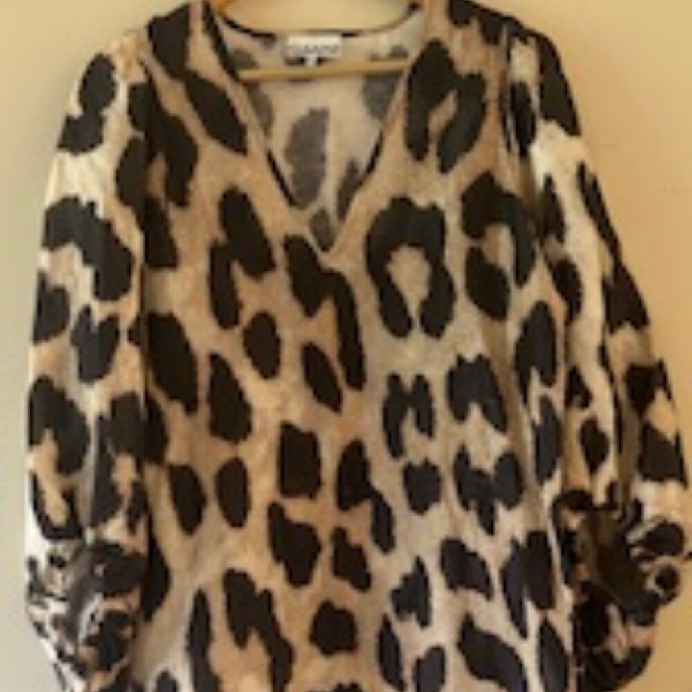 Ganni Leopard Print Dress V-Neck